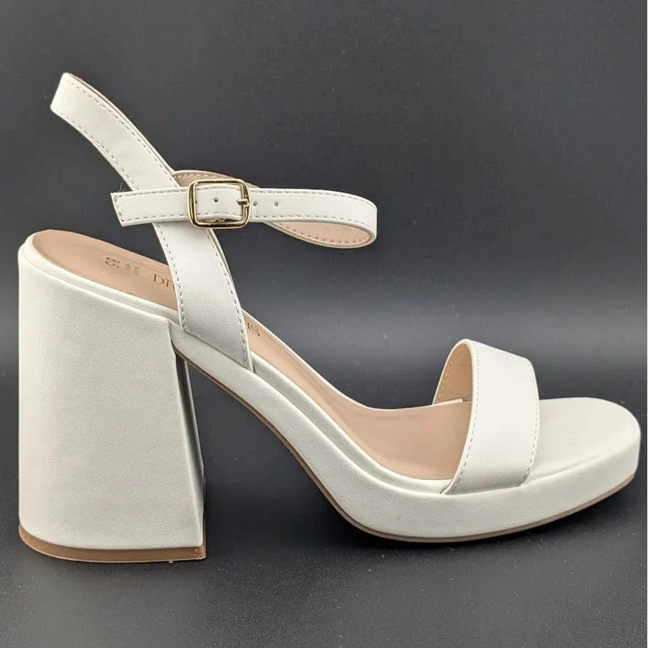 Women Sz 8.5 Block Chunky Platform High Heels Open Toe GISELLE Fashion Sandals SoleComfort.shoes