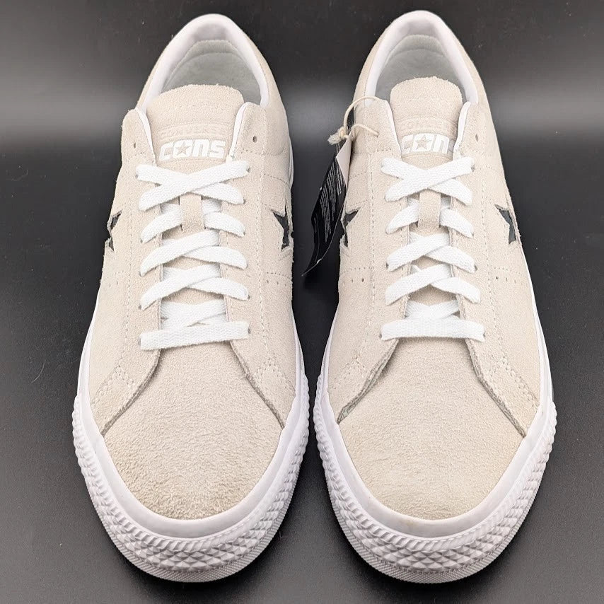 Converse Men's Size 10 One Star Pro Suede Low Top Shoe Egret-White-Black 172950C SoleComfort.shoes