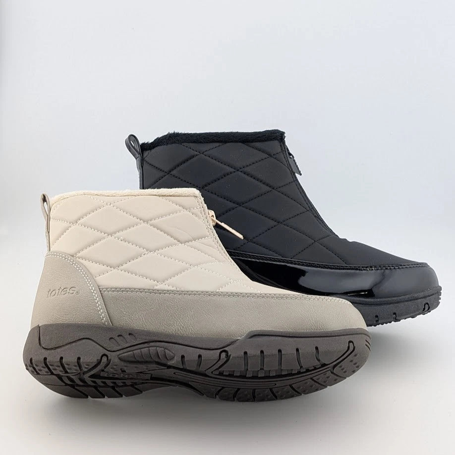 Totes Superior Womens Winter Boots Black or Taupe Waterproof Faux Fur Lined Snow SoleComfort.shoes