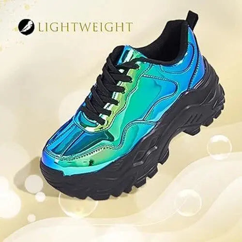 Womens Chunky Platform Fashion Sneakers Lace-Up Lightweight Athletic Shoes PROM! Unbranded