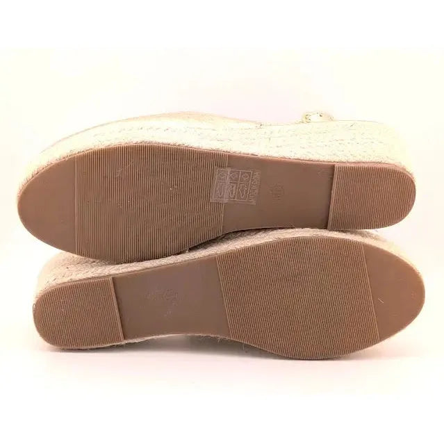 Womens Gold Closed-Toe Espadrilles | Slingback Wedge Platform Sandals EU 37 US 6 Unbranded