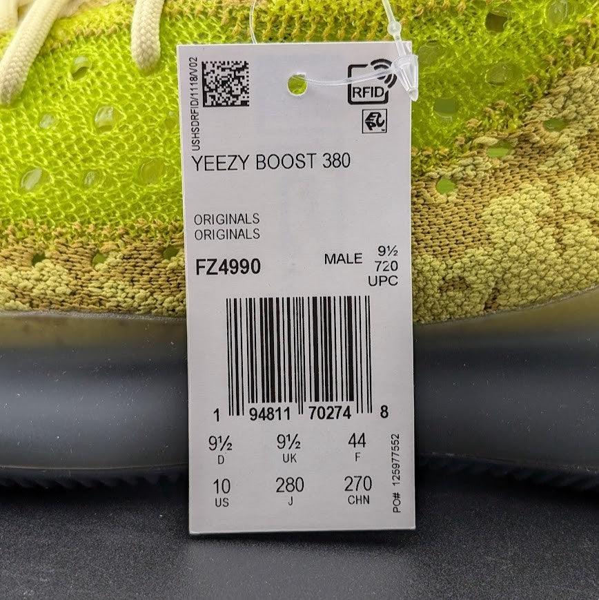 adidas Size 10 Yeezy Boost 380 Hylte Yellow Green Primeknit Men's Sneaker FZ4990 adidas