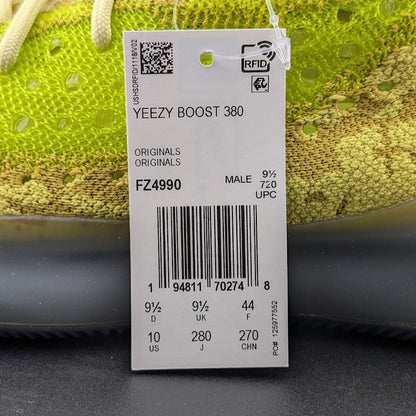 adidas Size 10 Yeezy Boost 380 Hylte Yellow Green Primeknit Men's Sneaker FZ4990 adidas