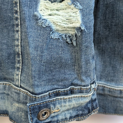 Denim House Woman's Size XL Distressed Jean Jacket Faded NWT Denim House