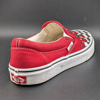 Vans Classic Slip-On Checkerboard Flame/Red Blood Drip Skate Shoes Men 6/Wmn 7.5 VANS