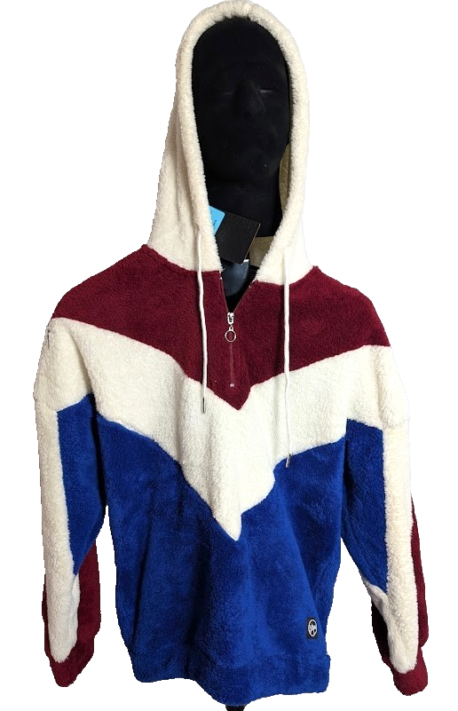 SAW Hoodie Mens Sz Small Red White Blue Sherpa Fleece 1/4 Zip Olympics USA SAW
