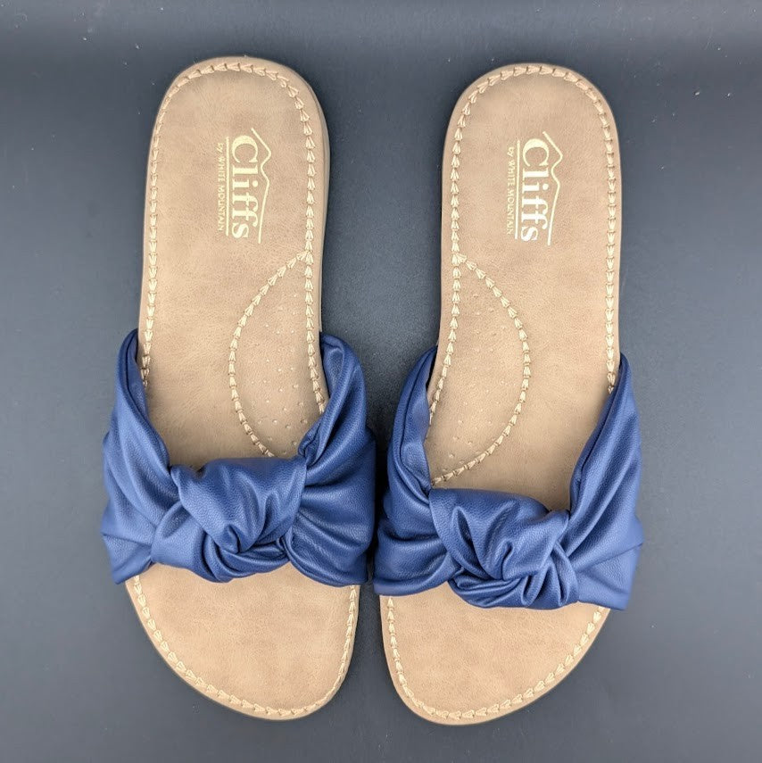 Cliffs By White Mountain Women's Size 8.5 Fanciful Sandal, Dk Blue Smooth CLIFFS BY WHITE MOUNTAIN