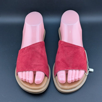 Simona Rossi Red Genuine Leather Women's Slide Sandals Slip On Size 7.5 simona rossi