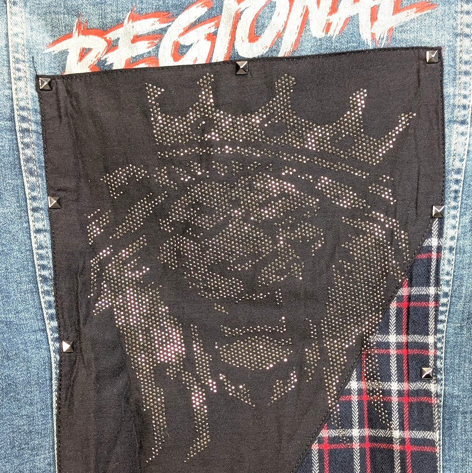 Denim House Woman's Size XL Distressed Jean Jacket Faded NWT Denim House