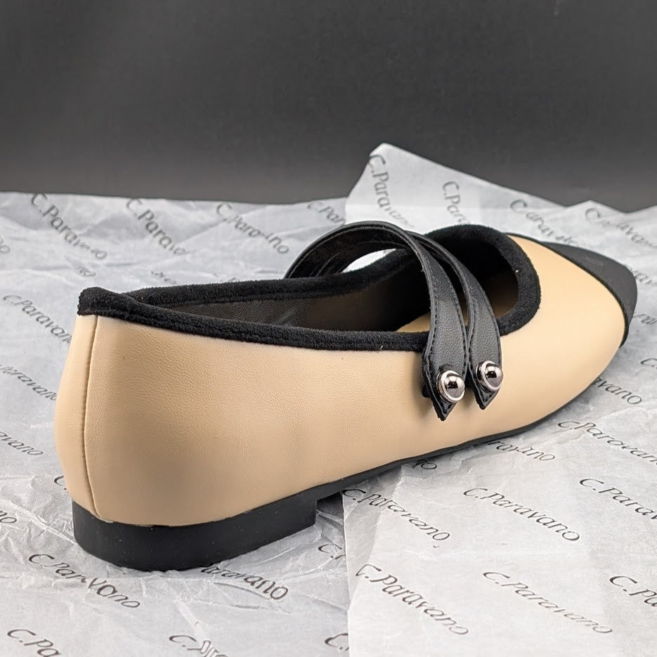 C.Paravano Women's Size 8 (EU 38.5) Mary Jane Ballet Flat Shoes Square Toe Soft C. Paravano