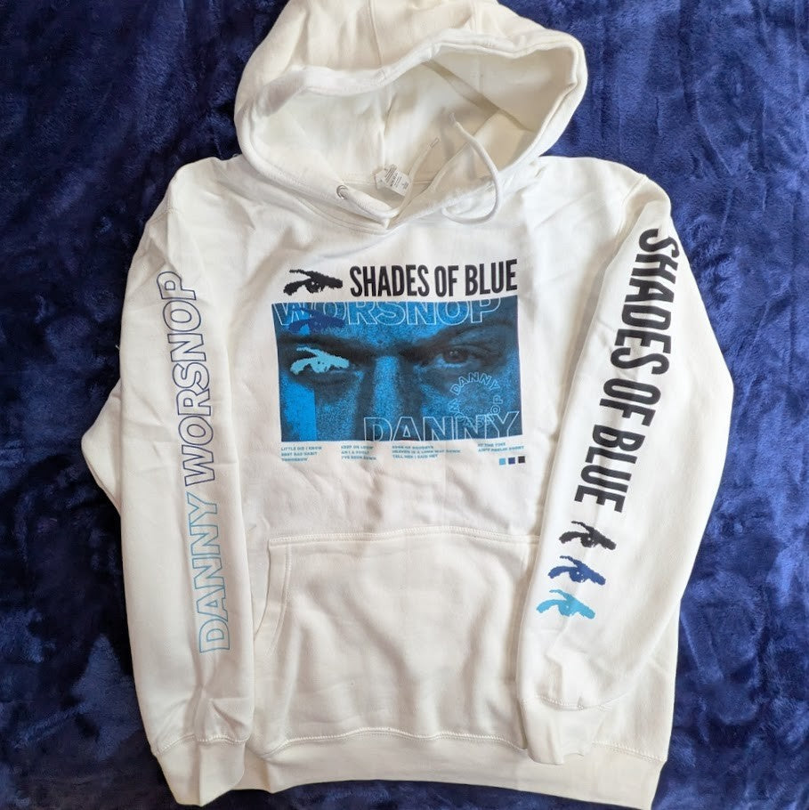 Danny Worsnop “Shades of Blue” Hoodie White NEW Unbranded