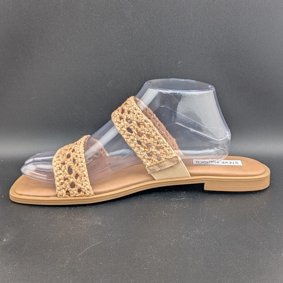 Steve Madden Wo's Size 9  Dutchess Woven Slide Sandals, Natural Steve Madden
