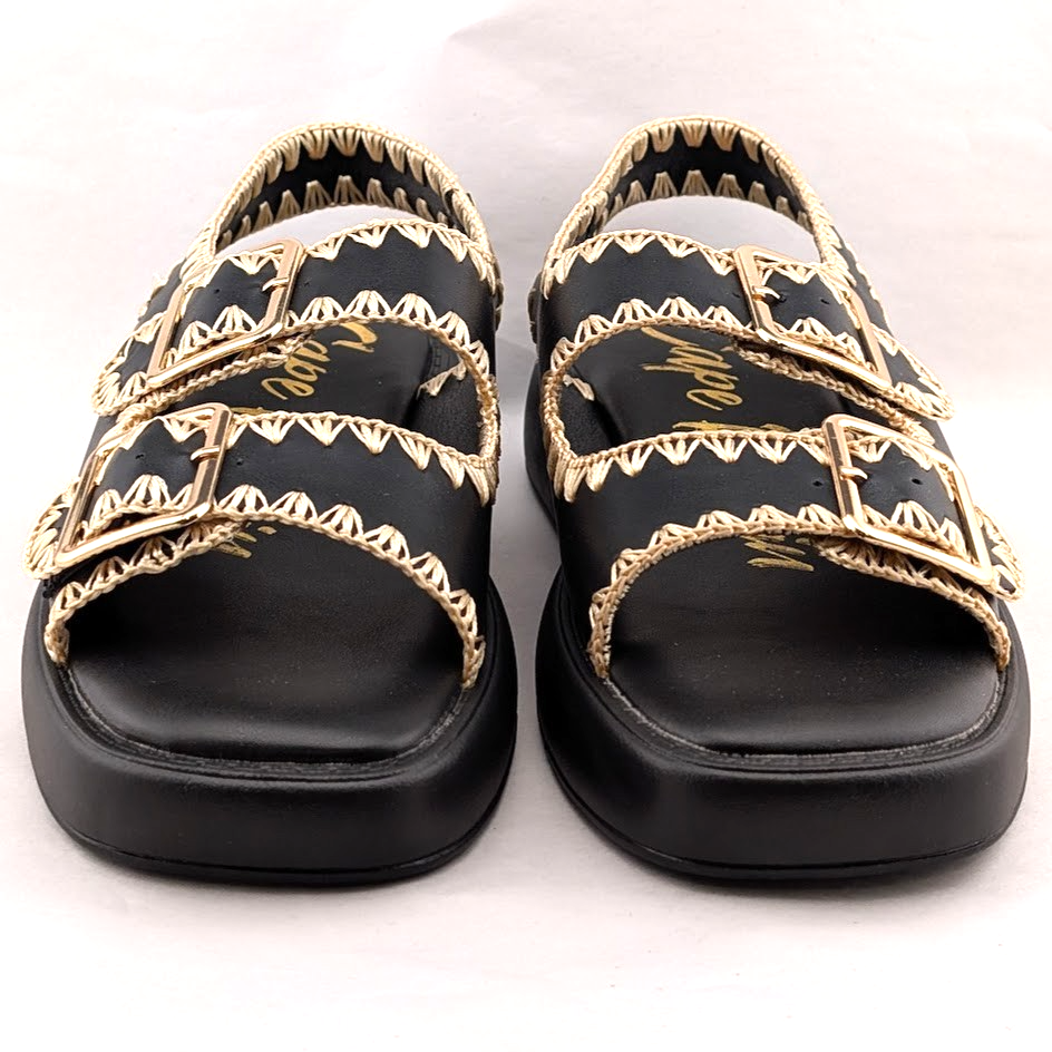 Cape Robbin Size 6 Black Ofilia Sling Back Open Toe Buckle Sandals Cape Robbin