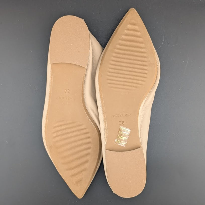 nila & nila Leather Penny Kilt Flat Loafers Nude ~ Size US 5-5.5 EU 36 Nila&Nila