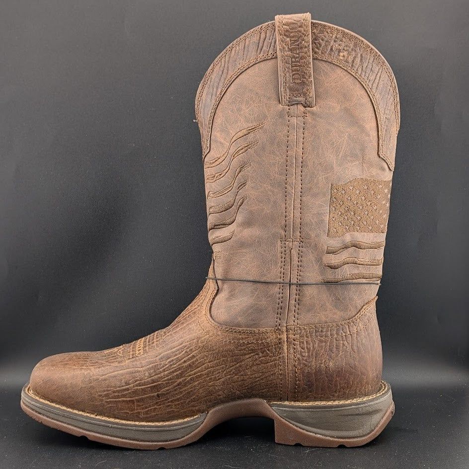 Rebel™ By Durango® Size 10W Brown Distressed Flag Embroidery Boots DDB0314 $185 Durango