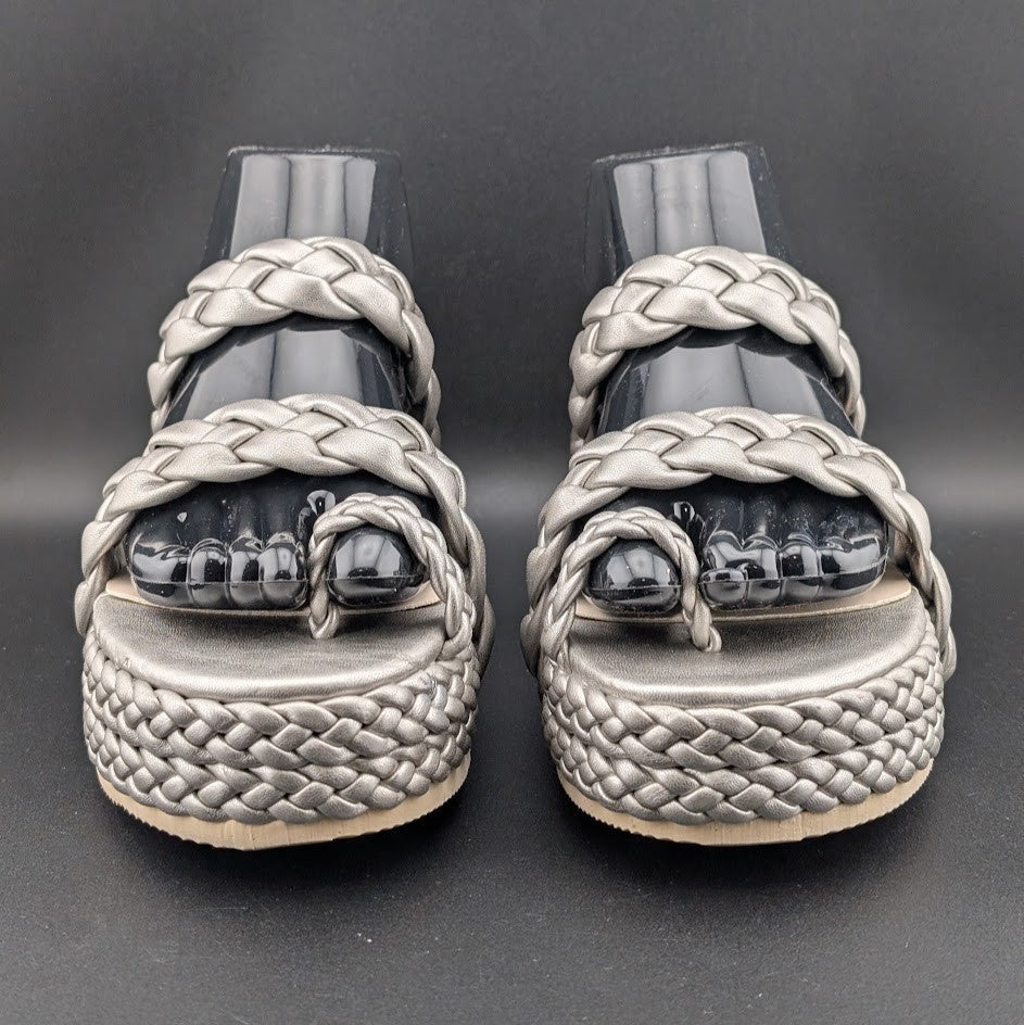 Beach By Matisse Size 7 Braided Silver Rope Voyage Platform Sandals Beach By Matisse