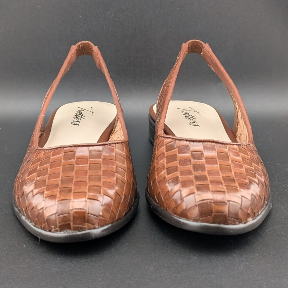 Women's Trotters Size 6 or 6.5 "Lucy" Cognac Woven Slingback Flat T1711-206 NIB Trotters