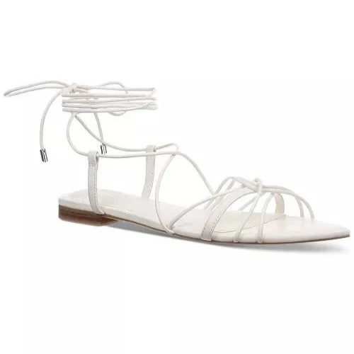 INC Womens Size 9.5 Kharma Slip-On Cream Strappy Lace Up Pointy Toe Flat Sandals INC International Concepts