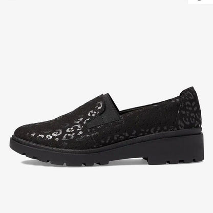 Clarks Women's Size 10 Calla Rae Black Leopard Print Loafer Flats Clarks