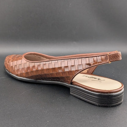 Women's Trotters Size 6 or 6.5 "Lucy" Cognac Woven Slingback Flat T1711-206 NIB Trotters