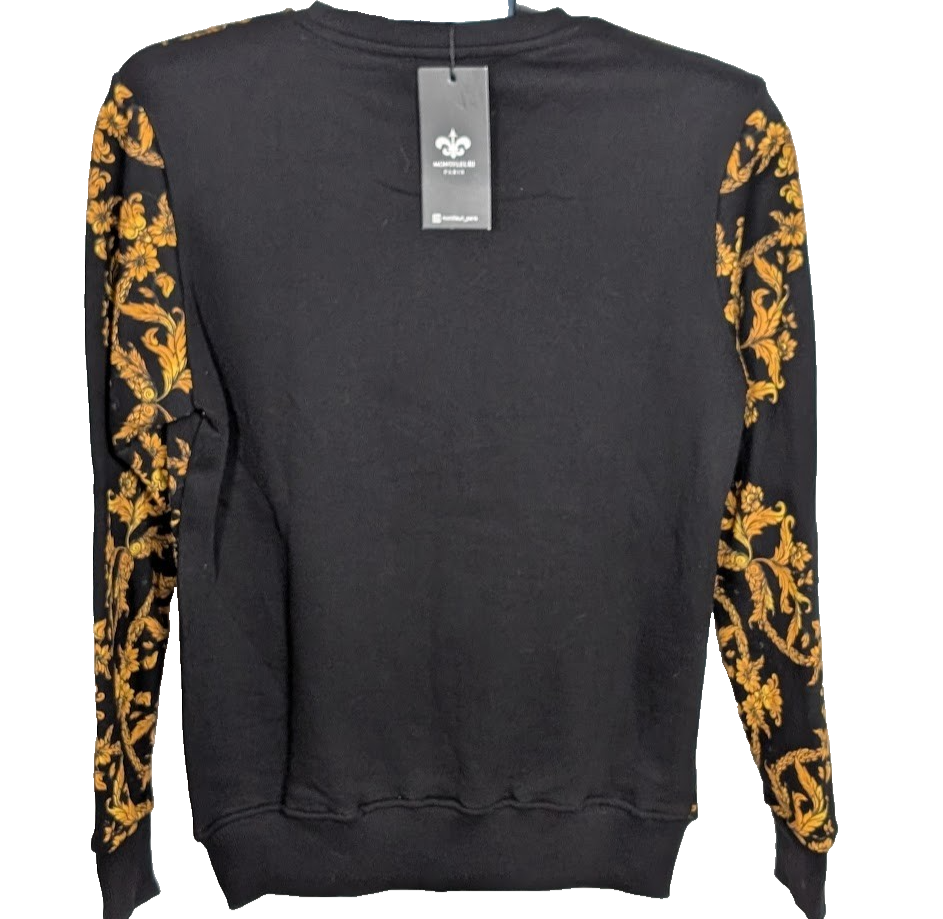 Men's Sz Small Luxury Rhinestone Tiger Fashion Knitted Black Sweater Montefleuri Montefleuri Paris