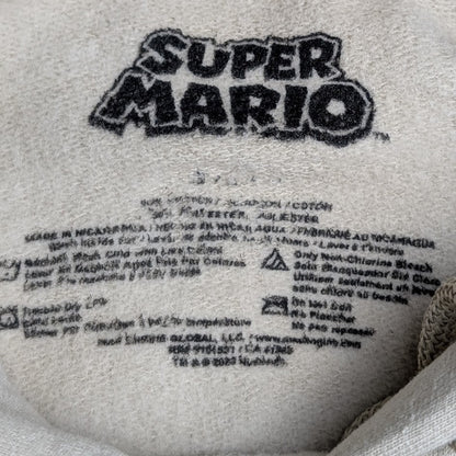 Super Mario Hoodie Men's Size SMALL Ivory Mushroom~Luigi Peach Mario Sweatshirt Super Mario