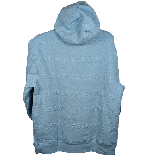 BornFly Hoodie Sky Blue Hooded Sweater~Size Large Streetwear NYC/LA/EVERYWHERE Born Fly