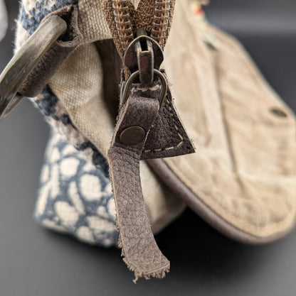 OHLAY By American Darling Cowhide and Cotton Crossbody Bag w/ Leather Trim 12x10 American Darling