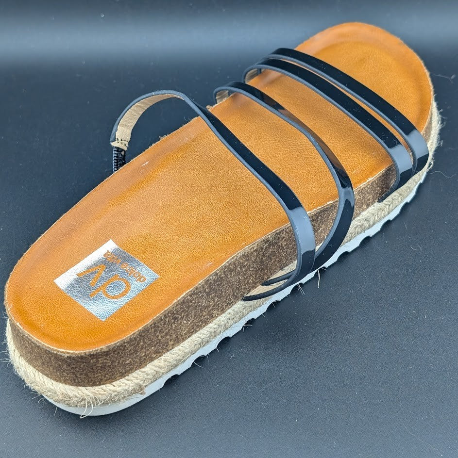 DV Dolce Vita Women's Size 6.5 Carlee Slide Sandal in Black / Tan w/ Jute Wrap Dolce Vita