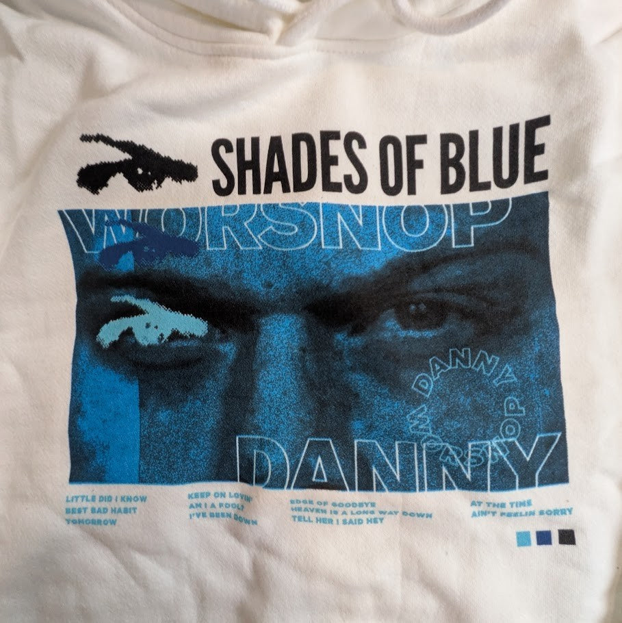 Danny Worsnop “Shades of Blue” Hoodie White NEW Unbranded
