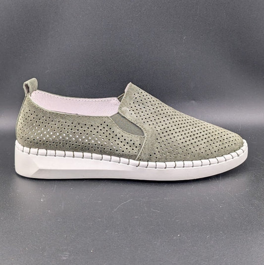 Bernie Mev TW98 Green Leather Twin Gore Slip-Ons  Size EU 37, 39 (US 6.5-7, 8.5) Bernie Mev