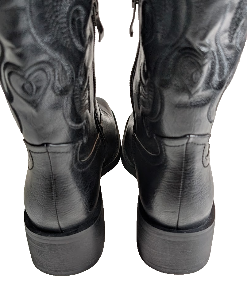 ISNOM Size 7.5 Cowgirl Cowboy Boots for Women, Western with Square Toe, Pull-on ISNOM