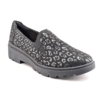 Clarks Women's Size 10 Calla Rae Black Leopard Print Loafer Flats Clarks