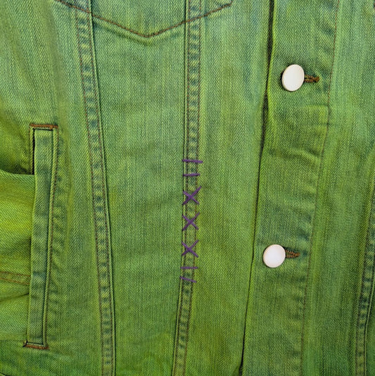 Reigning Fury Dip Dye Green Denim Jean Jacket Medium Reigning Fury