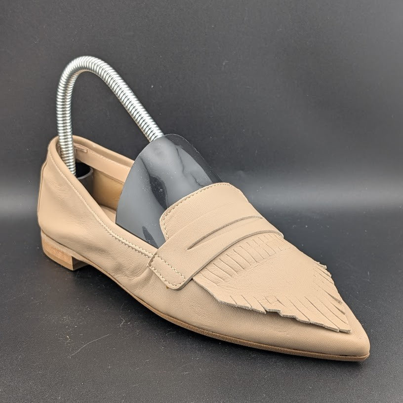 nila & nila Leather Penny Kilt Flat Loafers Nude ~ Size US 5-5.5 EU 36 Nila&Nila