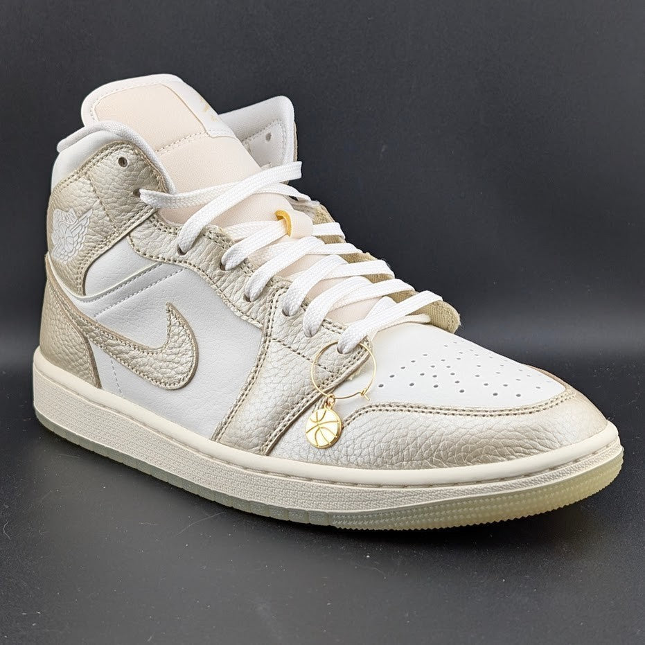 Nike Women's Size 10.5 Air Jordan 1 Mid SE Hoops Gold Pack W Shoes- HV5159-100 Jordan