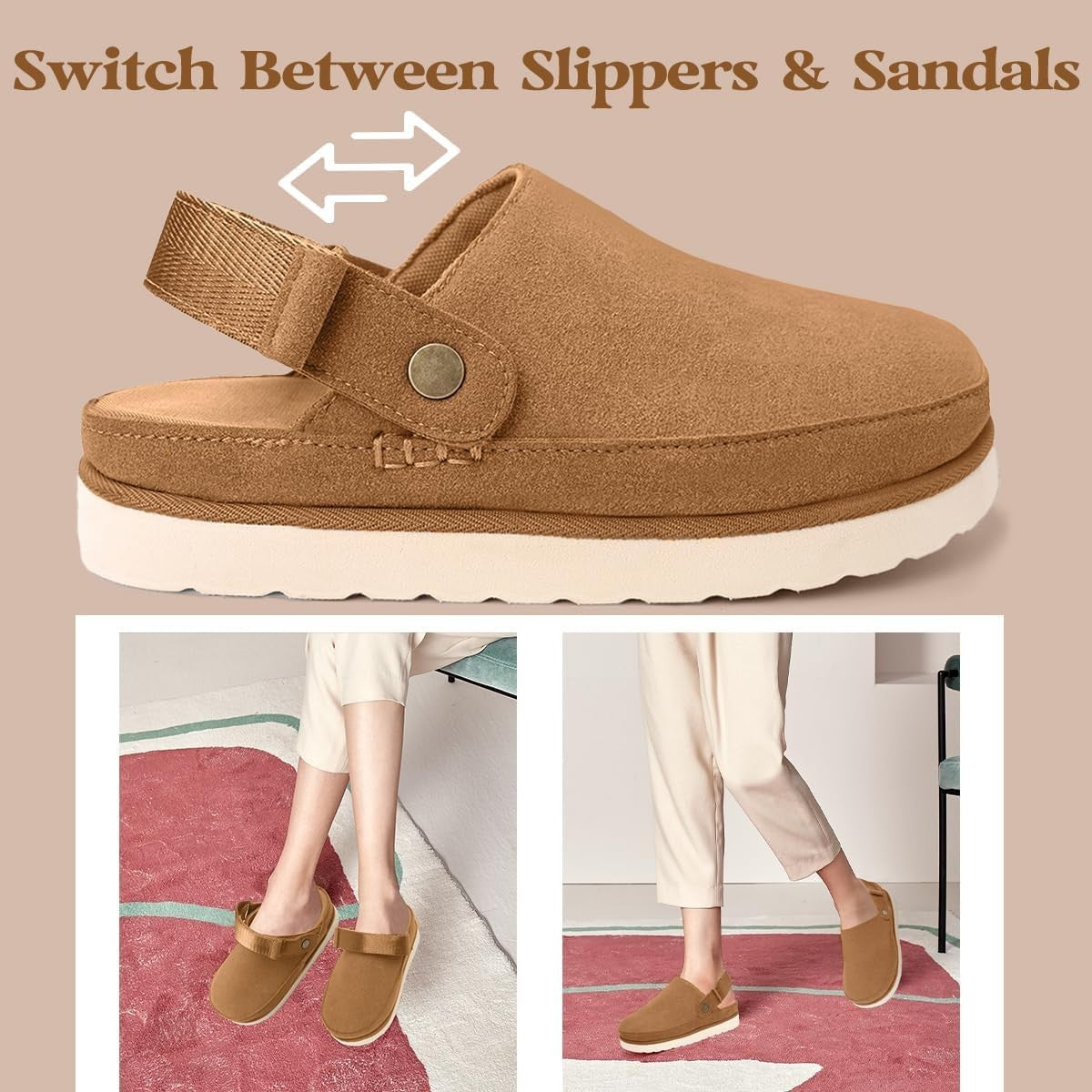 Women's Sz 8.5 Wide Faux Suede Platform Clogs / Slippers with Memory Foam Miggliacci