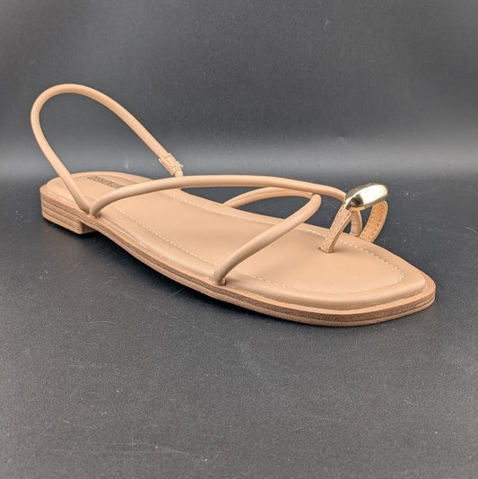 CUSHIONAIRE Venue Women’s 10  Strappy Slide Sandals Gold-Tone Accent Memory Foam CUSHIONAIRE