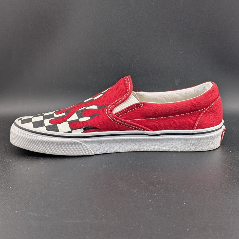 Vans Classic Slip-On Checkerboard Flame/Red Blood Drip Skate Shoes Men 6/Wmn 7.5 VANS