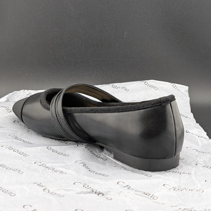 C.Paravano Women's Size 7 (EU 37.5) Mary Jane Ballet Flat Shoes Square Toe Soft C. Paravano