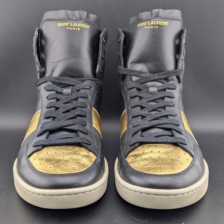 NM Saint Laurent SL/10H Black Gold High Top Sneakers EU 41 Saint Laurent