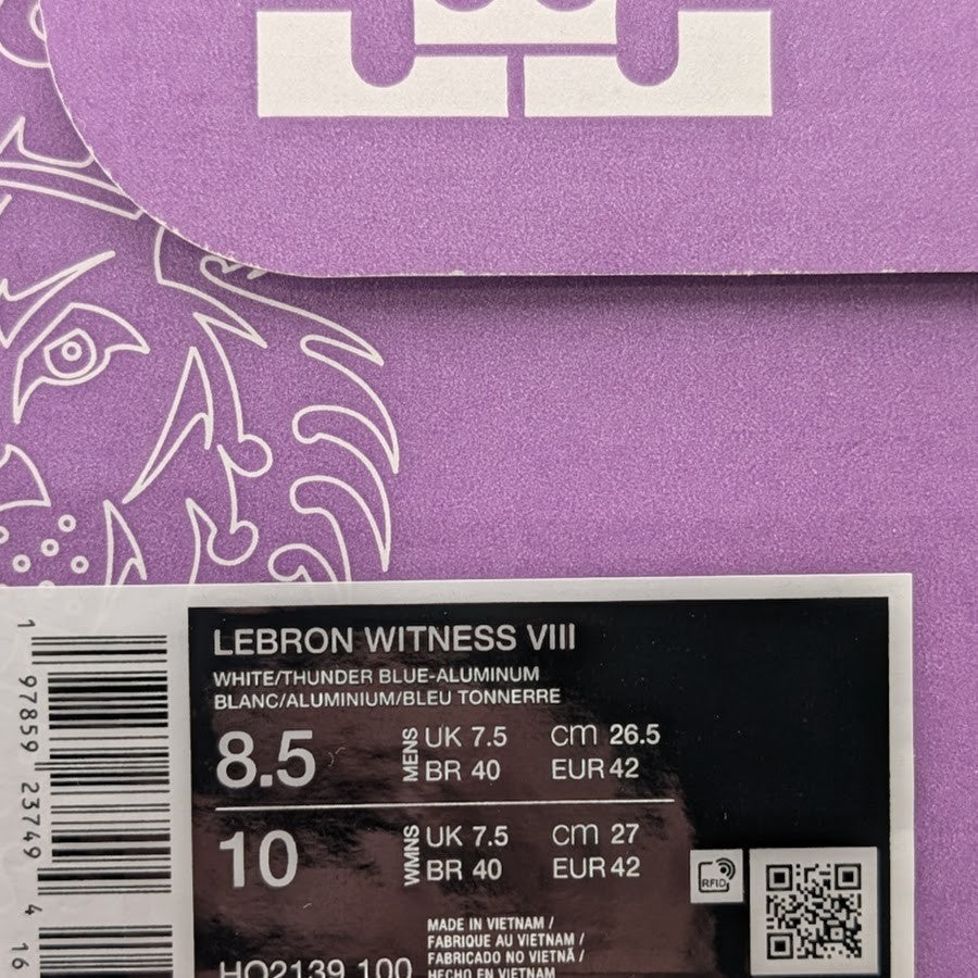Nike LeBron Witness 8 Shoes Mens Size 8.5 White/Lt. Blue  -*Runs Small Nike