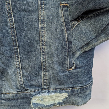 Denim House Woman's Size XL Distressed Jean Jacket Faded NWT Denim House