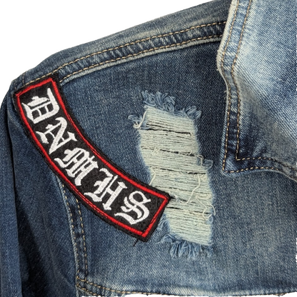 Denim House Woman's Size XL Distressed Jean Jacket Faded NWT Denim House