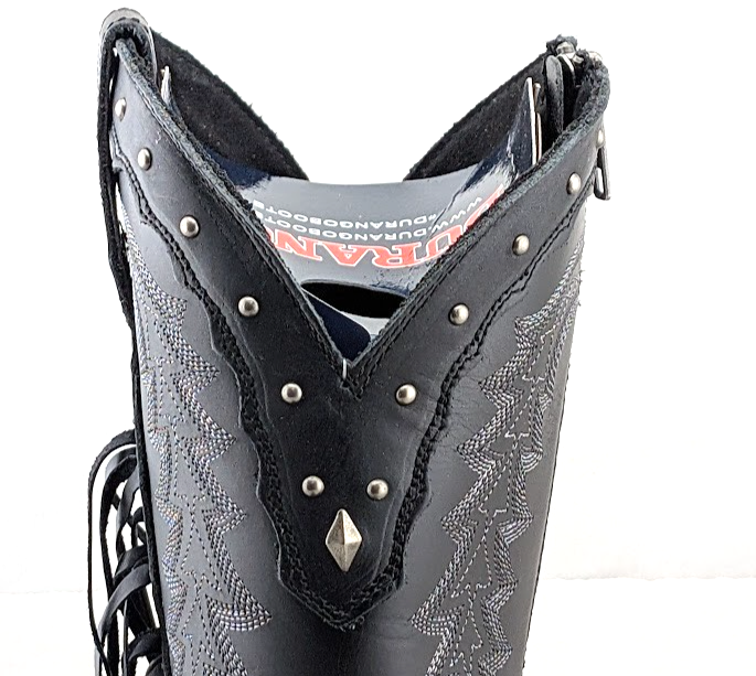 Durango Crush Womens Sz 9.5 Black Leather Tassles Cowboy Western Boots DRD0432 Durango
