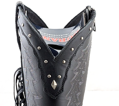 Durango Crush Womens Sz 9.5 Black Leather Tassles Cowboy Western Boots DRD0432 Durango