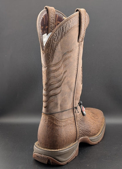 Rebel™ By Durango® Size 10W Brown Distressed Flag Embroidery Boots DDB0314 $185 Durango