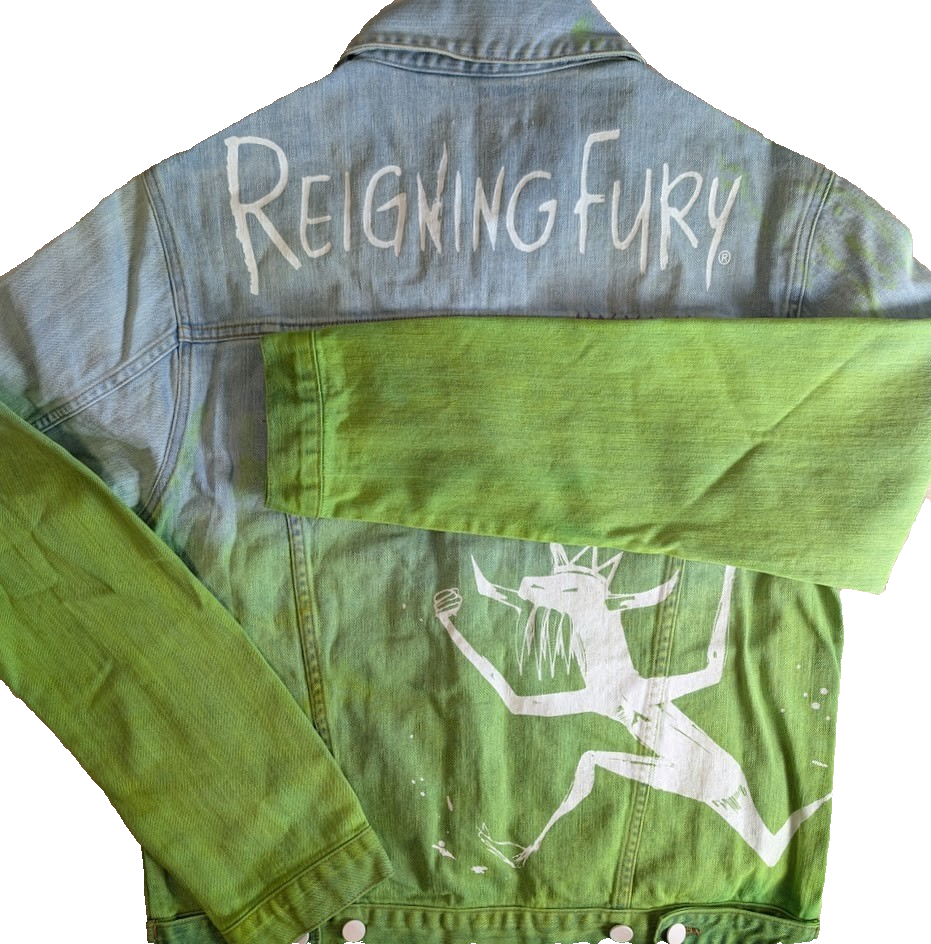 Reigning Fury Dip Dye Green Denim Jean Jacket Medium Reigning Fury