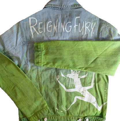 Reigning Fury Dip Dye Green Denim Jean Jacket Medium Reigning Fury
