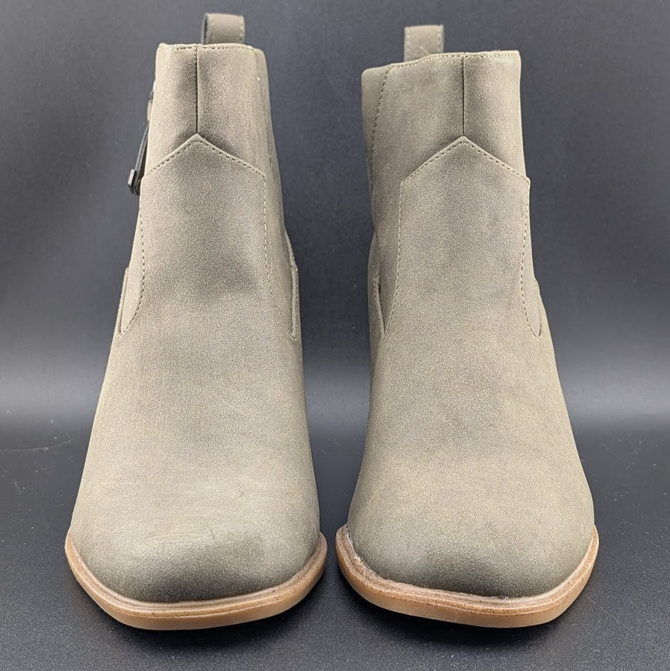 DR SCHOLLS Womens Green Pull Tab Goring Rodeo Square Toe Block Heel Booties 9 M DR SCHOLLS
